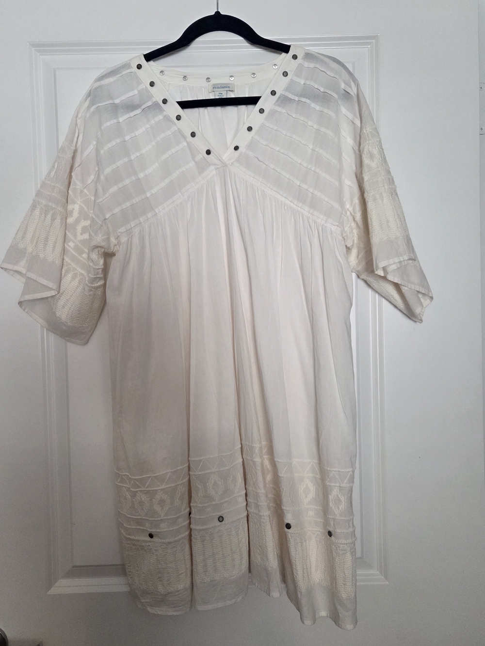 NWOT Sundance boutique Cream V-Neck Embroidered Boho Tunic Dress - Picture 1 of 6